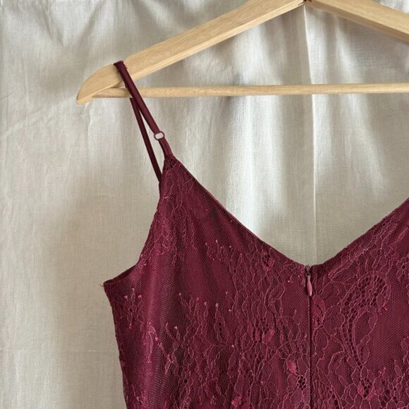 Lulu's Wonderfully Whimsical Burgundy Lace Ruffled Midi Dress - Picture 10 of 13